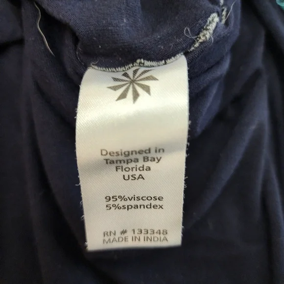 Caite Size S Embroidered Navy Top Floral Athleta Tunic Batwing Sleeves - Picture 8 of 9